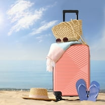 20 inch Carry On Suitacase,Hardside Luggage with Double Spinner Wheels,Rosegold