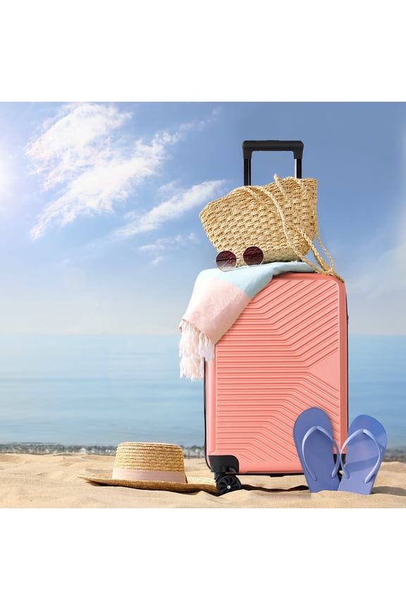 20 inch Carry On Suitacase,Hardside Luggage with Double Spinner Wheels,Rosegold