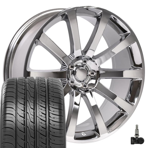 20 inch Chrome 2253 Rims Tires TPMS Set Fit Dodge Chrysler 300 SRT Rims