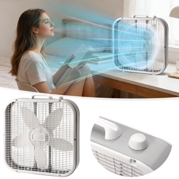 20-inch Classic Box Fan, Bedroom Carrying Handle, 3-Speed Speed Adjustment, 2000Cfm Powerful Airflow