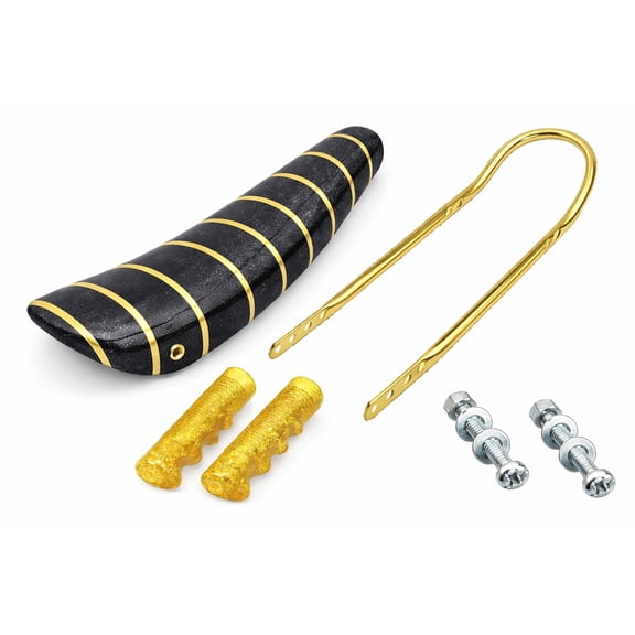 20 inch Cruiser Bike part Kit Gold Low-Back Sissy Bar 24 inch, Banana Saddle Sparkle Gold with Gold Stripe, Grips 115m