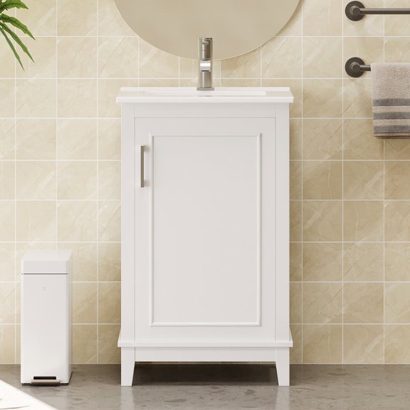 20-inch Dimension Vanity - Pre-drilled Faucet Hole - Small Bathroom Function - Toothpaste Storage