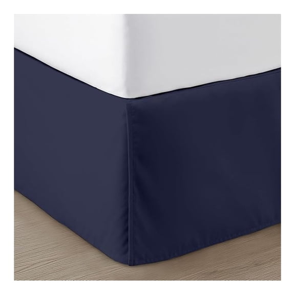 20 inch Drop Bed Skirt Queen Size - Platform Style with Secure Fit, Classic Tailored Look, Pleated Style Dust Ruffle, Split Corners, Wrinkle Resistant Microfiber - Navy Blue