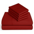 thumbnail image 1 of 20-inch Extra Deep Pockets - Pure Giza Cotton King Size, Burgundy Color Bedsheet Set - 600-Thread-Count, 6-PC [1 flat sheet, 1 fitted sheet, 2 pillowcases], 1 of 7