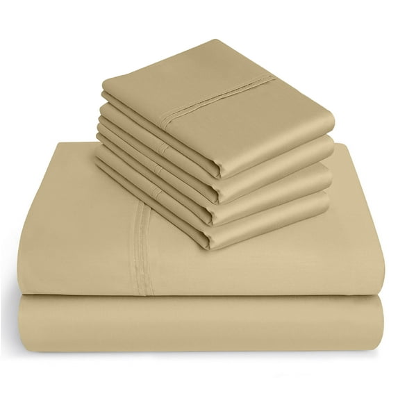 20-inch Extra Deep Pockets - Pure Giza Cotton King Size, Taupe Color Bedsheet Set - 600-Thread-Count, 6-PC [1 flat sheet, 1 fitted sheet, 2 pillowcases]
