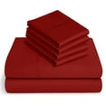 thumbnail image 1 of 20-inch Extra Deep Pockets - Pure Giza Cotton Twin XL Size, Burgundy Color Bedsheet Set - 600-Thread-Count, 6-PC [1 flat sheet, 1 fitted sheet, 2 pillowcases], 1 of 7
