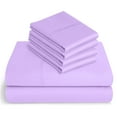 thumbnail image 1 of 20-inch Extra Deep Pockets - Pure Giza Cotton Twin XL Size, Lilac Color Bedsheet Set - 400-Thread-Count, 6-PC [1 flat sheet, 1 fitted sheet, 2 pillowcases], 1 of 7