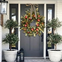 20 inch Fall Fruit Wreath for Front Door, Thanksgiving Wreath with Pomegranate for Harvest Indoor Outdoor Home Decor Window Wall Decoration
