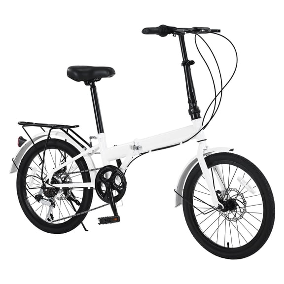 20-inch Foldable Bike Folding Bicycle with 7-Gear Transmission, Front and Rear Disc Brakes Bicycle Made of Aluminum Alloy Folding Bike Suitable for Men Riding, Women Riding