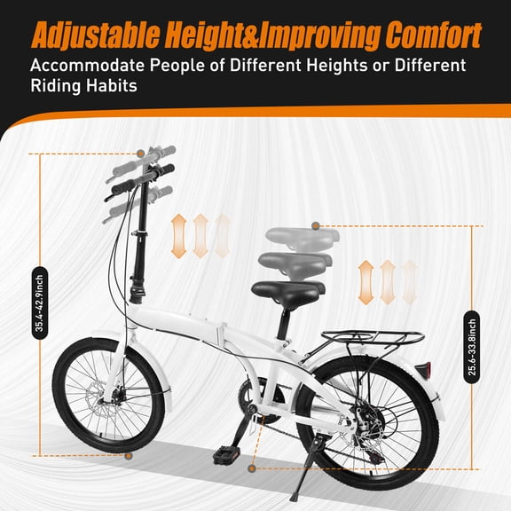 20 inch Folding Bike with 7 Speed Gears Foldable Bicycle Adjustable Seat SALE!