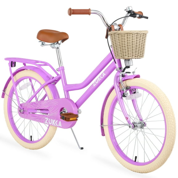 20 inch Girls Bike for 7-10 Years Old Kids, SHINPT Kids Bicycle with Basket & Lightweight, Comfortable City Bikes with Rear Rack and Basket, Dark Purple