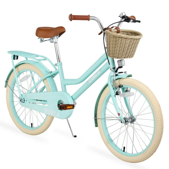 20 inch Girls Bike for 7-10 Years Old Kids, SHINPT Kids Bicycle with Basket & Lightweight, Comfortable City Bikes with Rear Rack and Basket, Mint Green