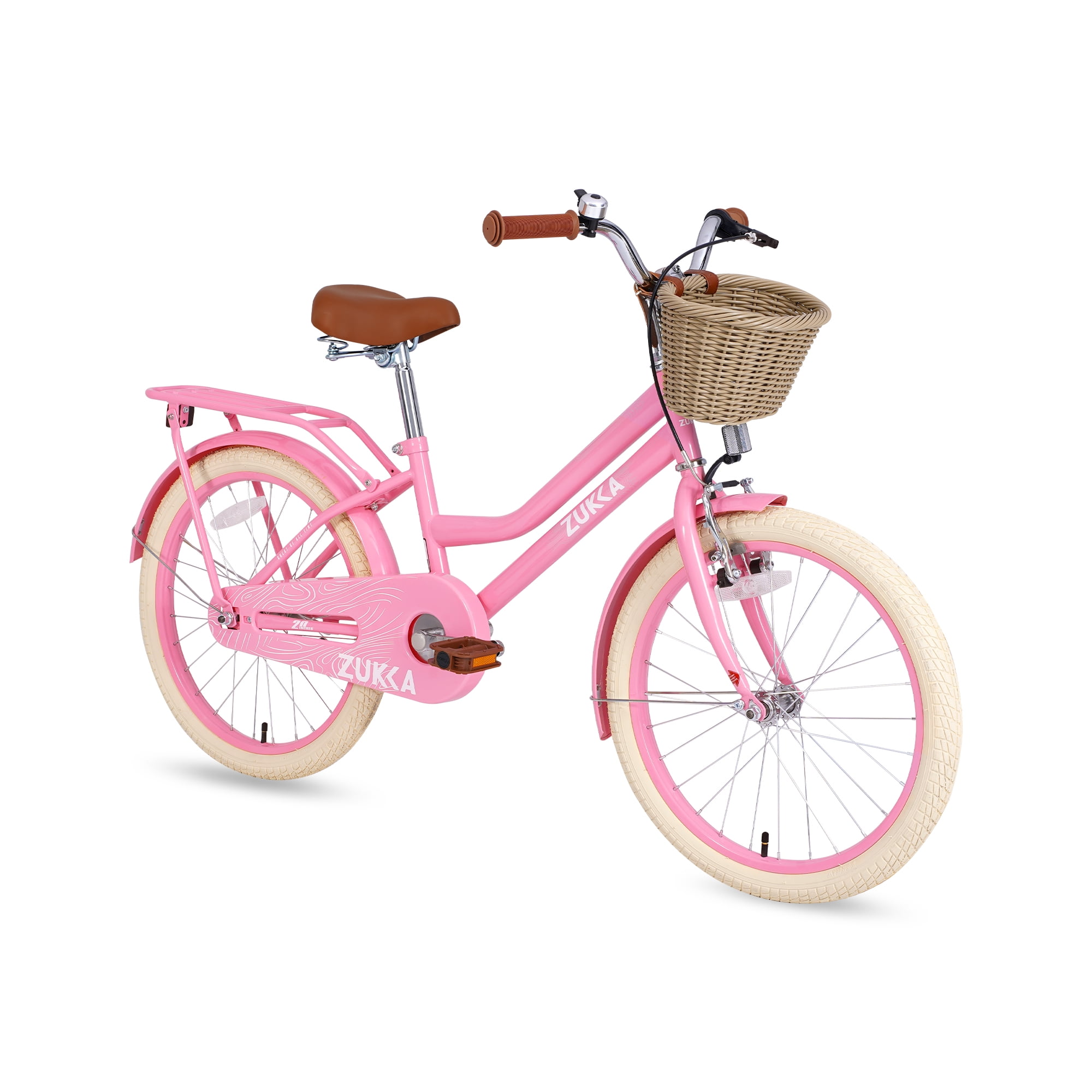 20 inch Girls Bike with Basket Rear Rack Kids Bicycle for 7 13 Years with Caliper Brake Coaster Brake High Carbon Steel Frame Fenders Multiple Colors Walmart