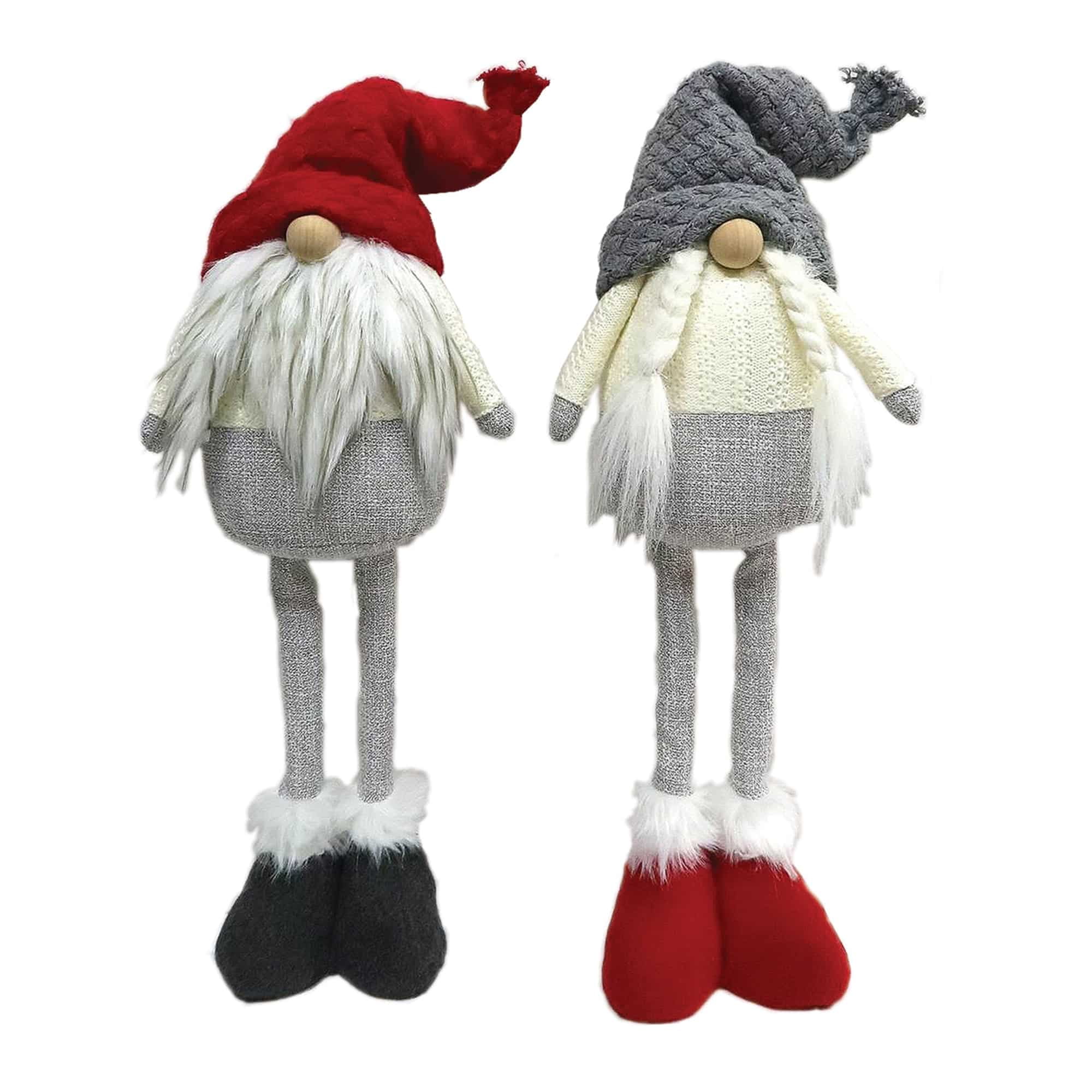 Nordic Christmas 20" Gray and Red Gnome Figurine Set