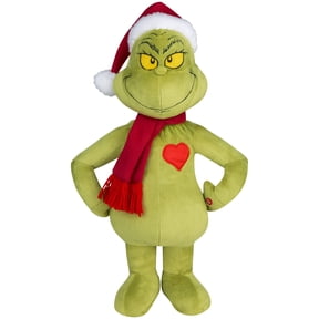 20 inch Holiday Plush Greeter the Grinch with Light up Heart Dr. Seuss Decoration (All Ages)