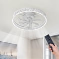 thumbnail image 1 of 20-inch Modern Ceiling Fan with Light, Remote Control, Flush Mount Dimmable LED with Stepless Color Change, 6 Speeds, Low Profile Design - White, 1 of 8