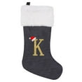 thumbnail image 1 of 20 inch Monogram Christmas Stockings Letter Grey Velvet with White Super Soft Plush Cuff Embroidered Xmas Stockings Classic Personalized Stocking Decorations for Family Holiday Season Decor, 1 of 8