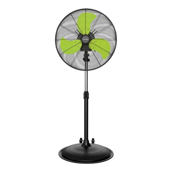 20 inch Oscillating Pedestal Fan Pro, 3 Speed 5000 cfm High Velocity Metal Standing Fan with Caster, Heavy Duty Industrial Fans UL Safety Listed