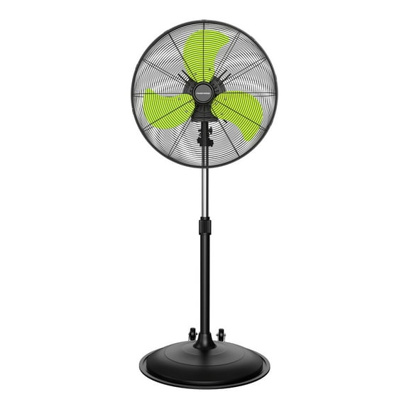 20 inch Oscillating Pedestal Fan Pro, 3 Speed 5000 cfm High Velocity Metal Standing Fan with Caster, Heavy Duty Industrial Fans UL Safety Listed