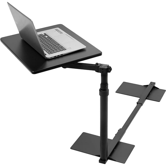 20 inch Over Couch Swivel Table, Laptop Desk for Remote Work, Portable Recliner Workstation with Height Adjustable Swing Arm, Black