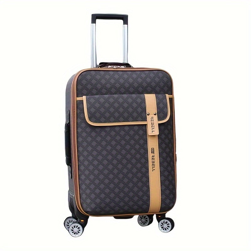 20inch Plaid Pattern Woven Expandable Luggage With Detachable Wheels