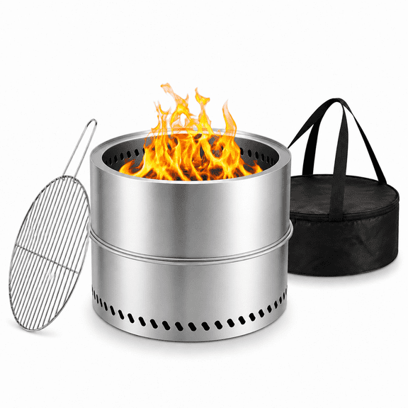 Eclaron 20 Inch Smokeless Fire Pit, Portable Stainless Steel Outdoor Fire Pit with Carry Bag for Backyard, Patio, Camping and Bonfire