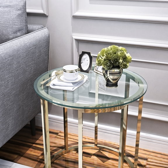 20 - inch Round 1/4 - inch Thick Transparent Tempered Glass Table Top for Family Daily Use Wear and Corrosion Resistant Edge Prevents Injury