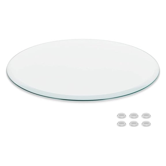 20 inch Round Glass Table Top - Clear Tempered Glass Surface Protector - Safe Beveled Edge - Coffee, Dining and End Table