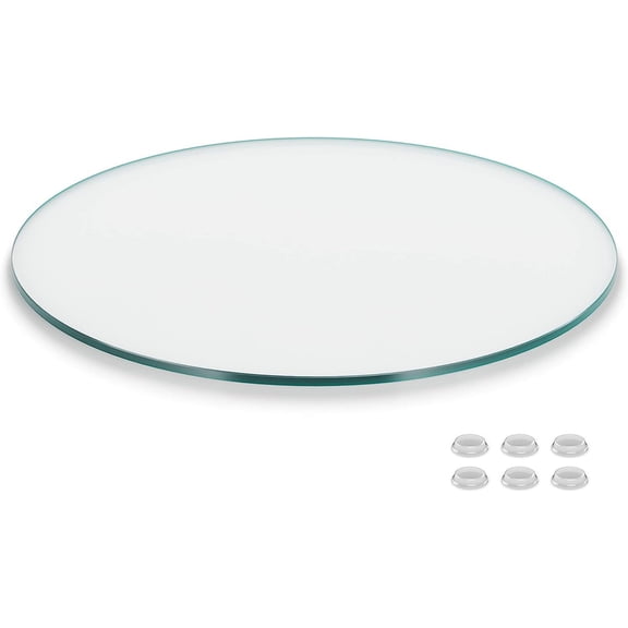 20 inch Round Glass Table Top - Clear Tempered Glass Surface Protector - Safe Flat Polished Edge - Coffee, Dining and End Table