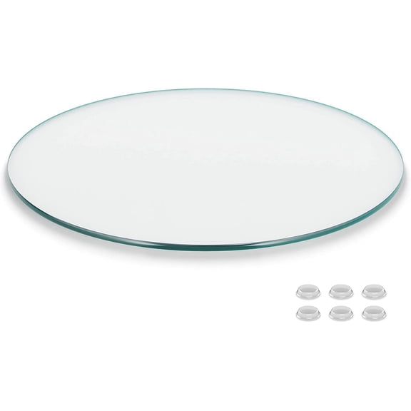 20 inch Round Glass Table Top - Clear Tempered Glass Surface Protector - Safe Pencil Polished Edge - Coffee, Dining and End Table