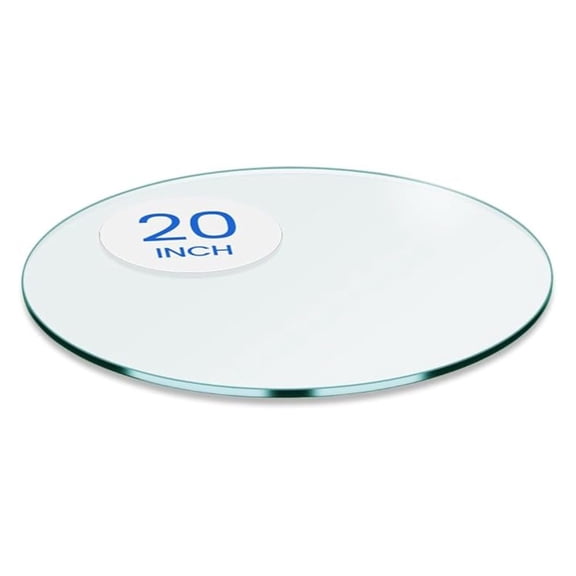 20 inch Round Glass Table Top - Tempered - 3/8" Thick Glass Surface, Safe Flat Polished, Multipurpose for Dining Table, Patio, Coffee and End Table