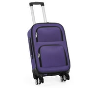 20 inch Softside Carry On Suitcase Travel Luggage Bag with Spinner Wheels Lock , Purple