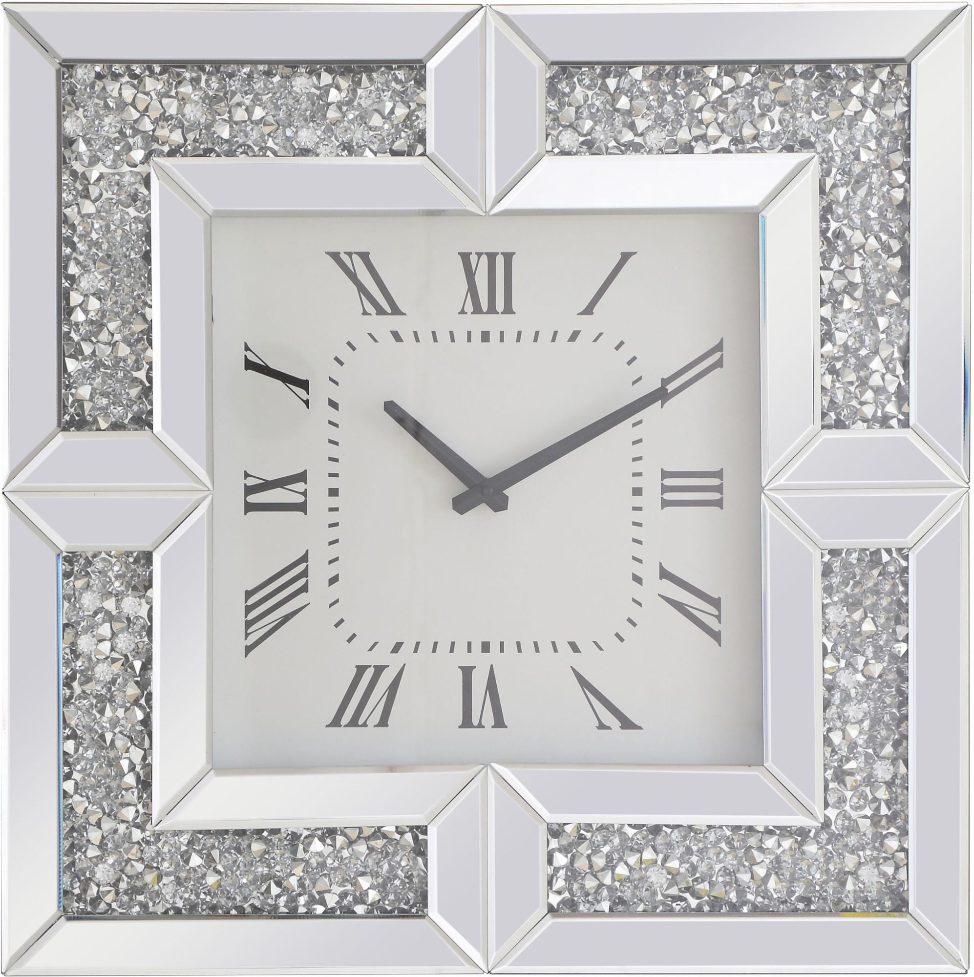 Square Clock Frame Elegant Lighting Silver 20