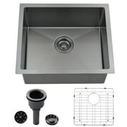20 inch Undermount Kitchen Sink Stainless Steel 20"x17" Under Mount 16G Single Bowl with Accessories Black