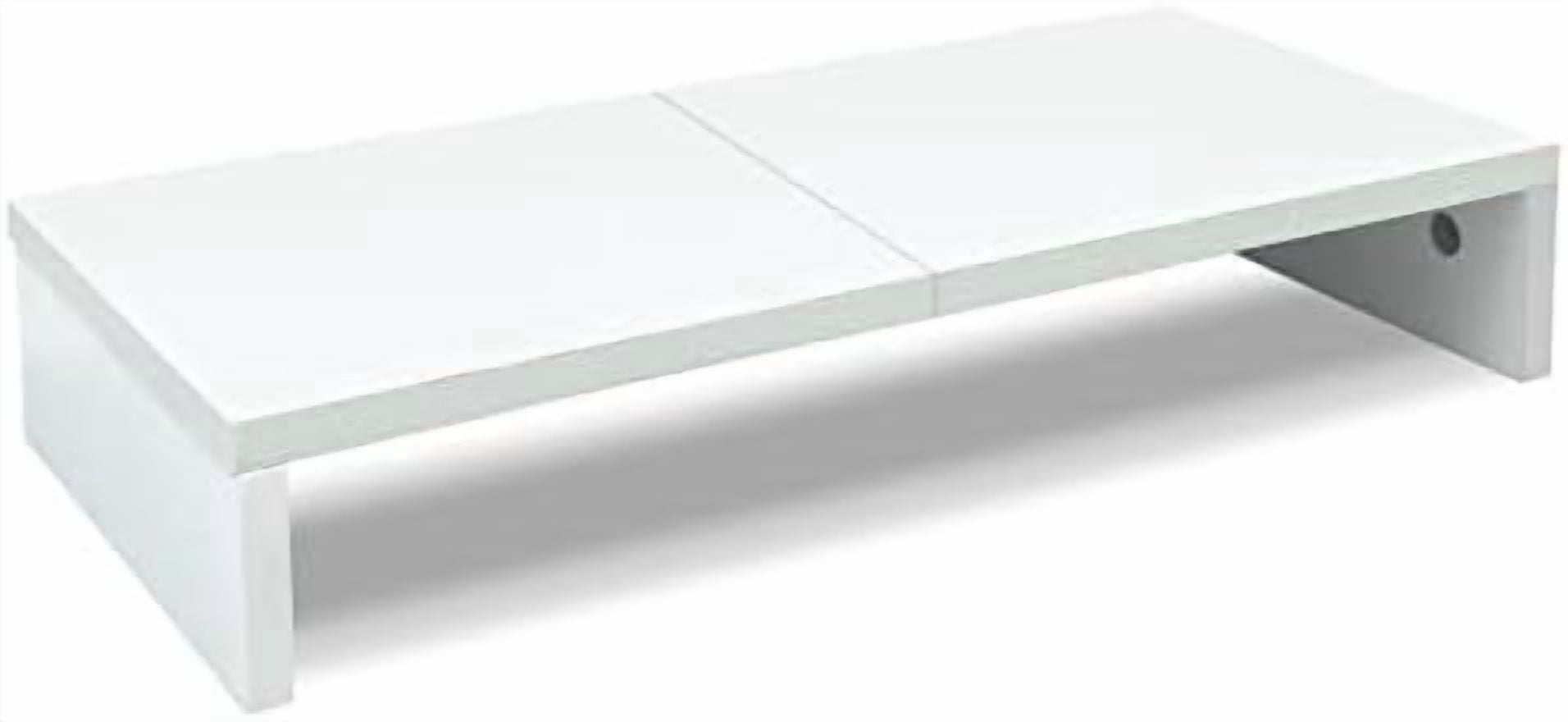 20 inch White Monitor Stand Riser, Wood Desktop Stand for PC/TV/Laptop/Printer, White Monitor Riser with Storage, Computer Stand with Keyboard Organizer