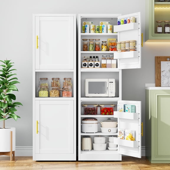 20 inch Wide Pantry Cabinet for Kitchen,Bathroom,Small Storage Cabinet | Roomy Interior for Pots & Pans,4 Adjustable shelves, bathroom storage, kitchen organization, small spaces