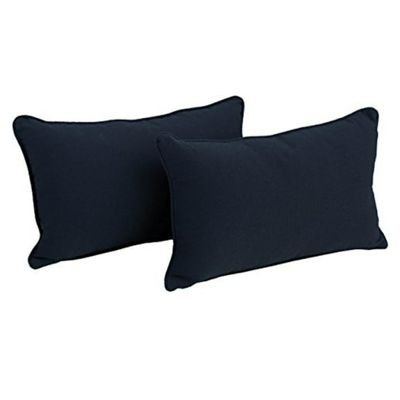 Blazing Needles 20-inch by 12-inch Double-corded Solid Twill Back Support Pillows with Inserts (Set of 2), Black