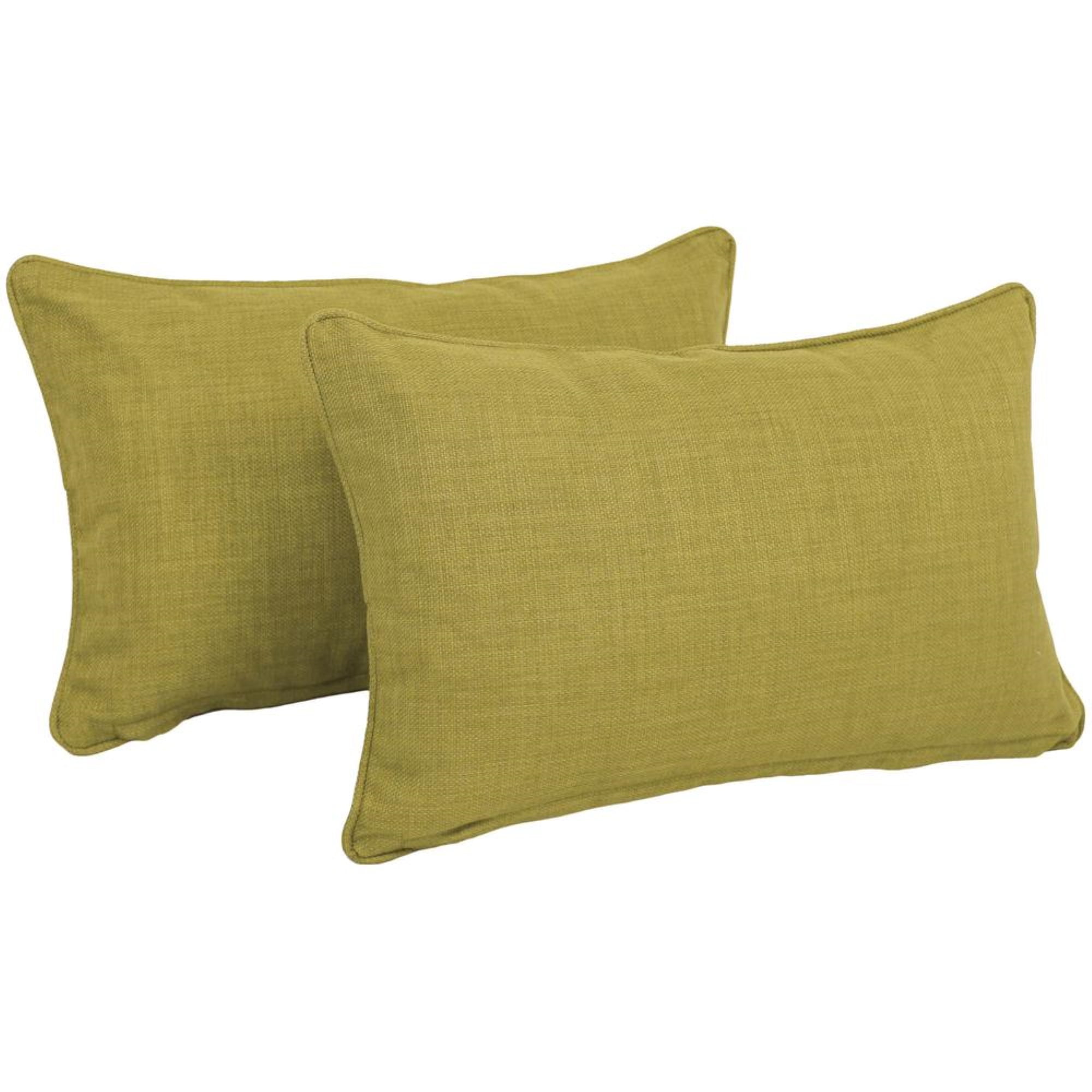 20-inch by 12-inch Double-corded Solid Outdoor Spun Polyester Back Support Pillows with Inserts (Set of 2), Avocado