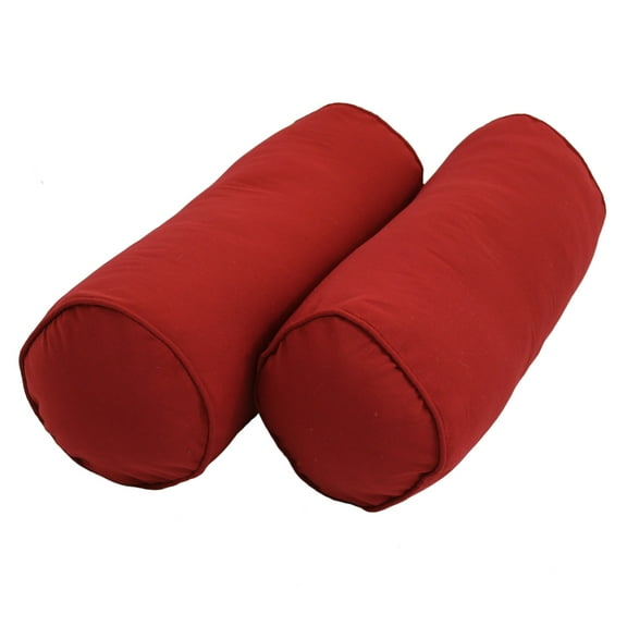 20-inch by 8-inch Double-corded Solid Twill Bolster Pillows with Inserts (Set of 2) - Ruby Red
