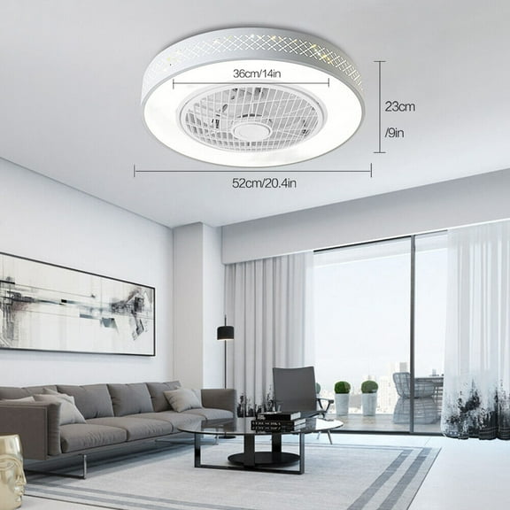 20 inches Ceiling Fan with Light - Modern Enclosed Timing Dimmable LED Low Profile Flush Mount Enclosed Ceiling Fans with Light Remote Control