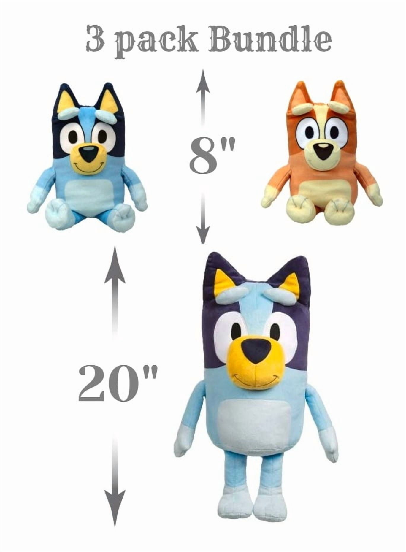 20-inches Tall Bluey Jumbo Plush & 8-inches Bluey & 8-inches Bingo Bundle of 3 Characters