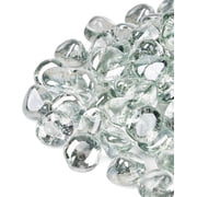 20 lb Fire Glass Diamonds 1 Inch Clear Fire Glass for Propane Fire Pit, Decorative Fire Pit Glass for Gas Fireplace