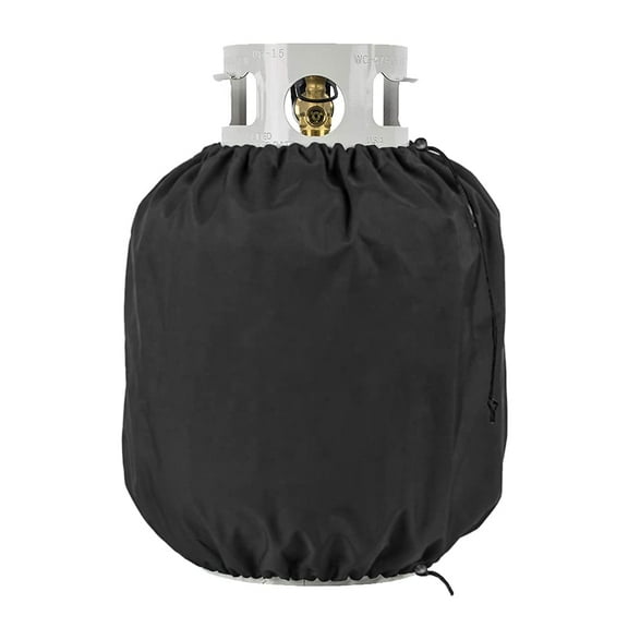 20 lb. Propane Tank Cove, 14" Dia x16.5, Weather Resistant Gas Cylinder Cover with Side Stable Tabletop Feature Waterproof UV Resistant Gas Tank Cover for Outdoor Grill Accessories, Black