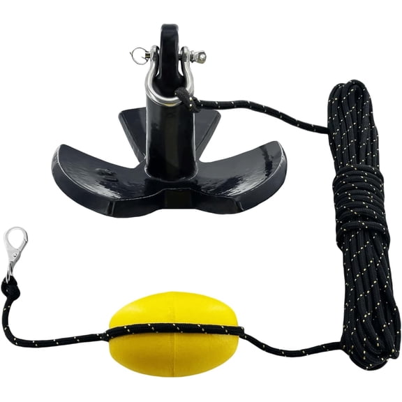 20 lb River Anchor Kit with 50 ft Nylon Rope, Shackle, Spring Hook, Float, and Storage Bag