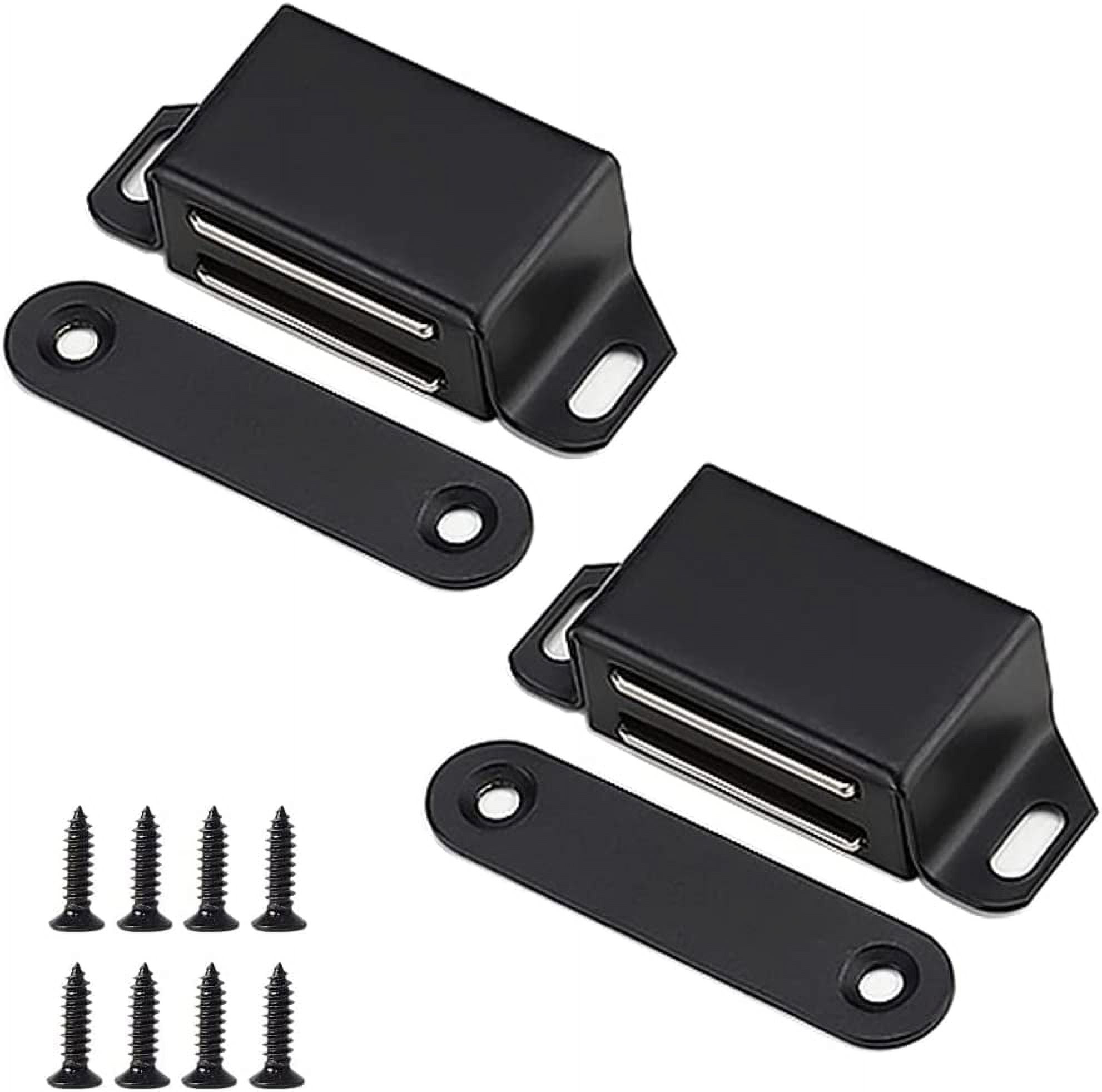20 lbs Magnetic Door Catch, Heavy Duty Latch for Cabinets Shutter Closet Furniture Door, Stainless Steel Cabinet Catch, Black (2 Pack)