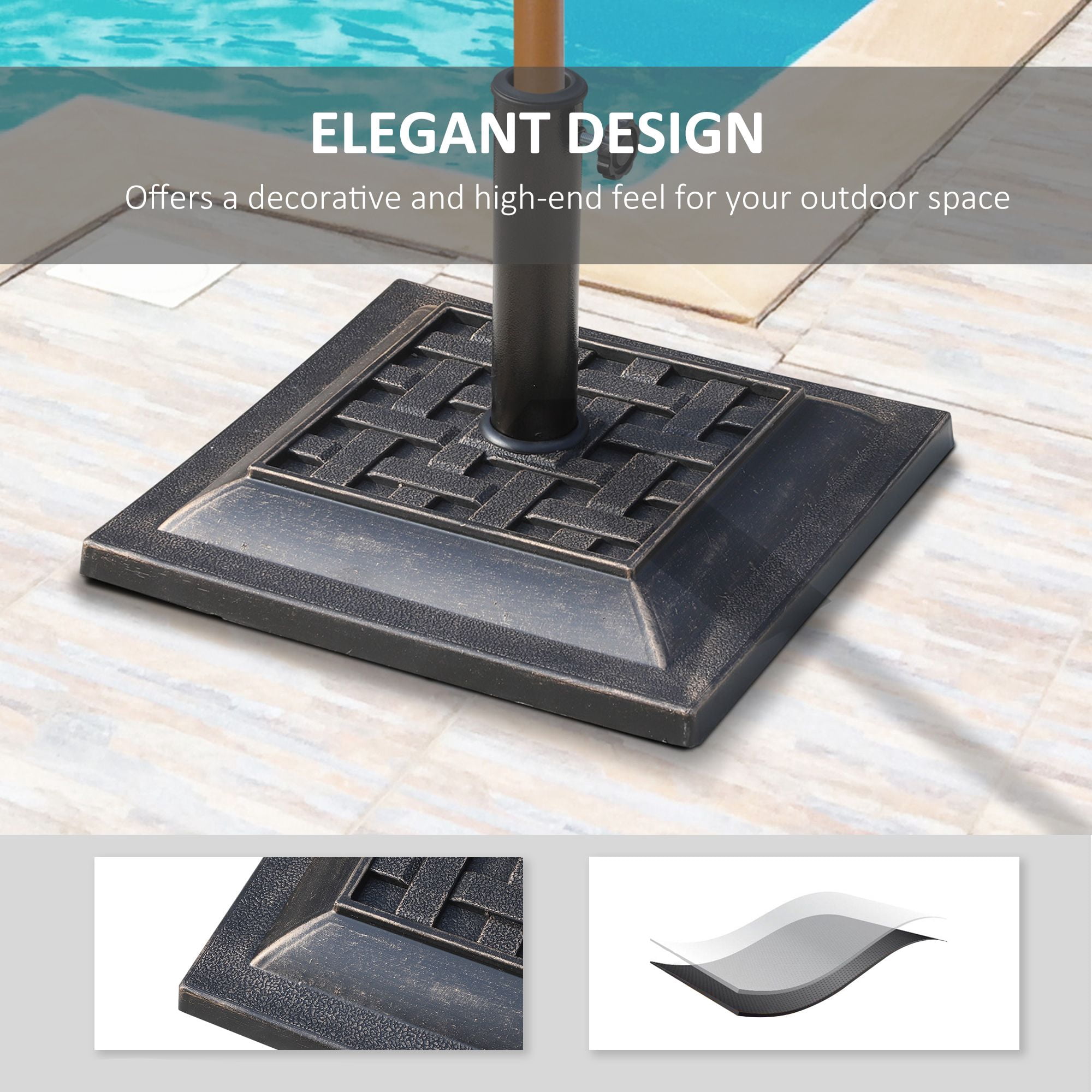 20 lbs Patio Market Umbrella Base Stand Resin Parasol Holder Square ...