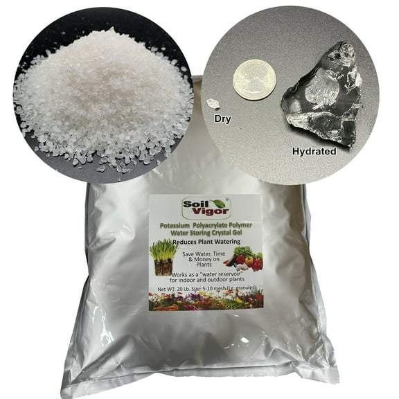 20 lbs Soil Vigor Potassium Polyacrylate - Max Moisture & Aeration (5-10 Mesh)