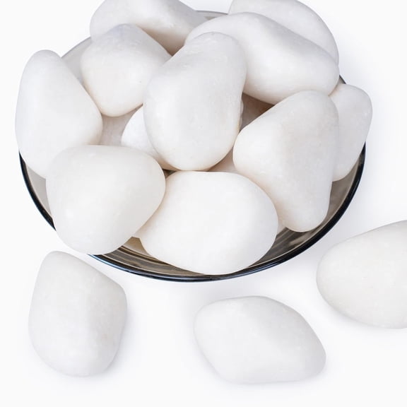 20 lbs White Rocks for Landscaping, 2-3 Inch Large White Rocks for Plants, Decorative Polished Stones for Garden, Walkways, Yard, Plants Pots, Vases, Crafts