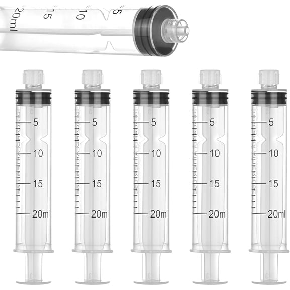 20 ml Luer Lock Syringe for Liquids, Syringe with Cap, 10 Pack Individually Wrapped