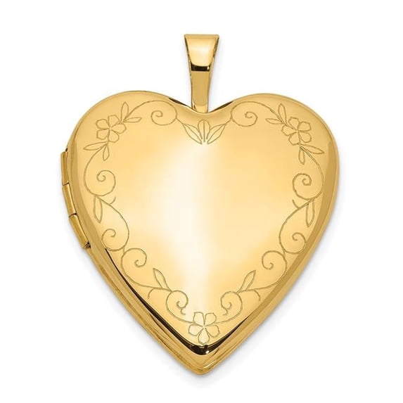 20 mm 14K Flower Vine Border Heart Locket
